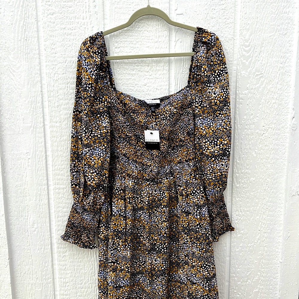ELOQUII Women's Plus Size Mixed Dot Print Midi Dress size 18/20 NWT
